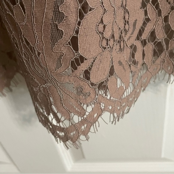 Isaac Mizrahi dress 1X sleeveless lined lace dress in mocha side zip eyelash hem - Picture 16 of 16